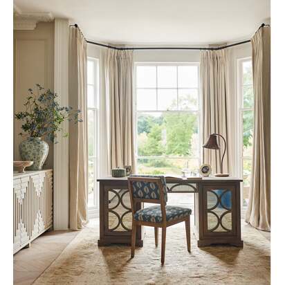 OKA | Vincent Ocellus Upholstered Dining Chair - Weathered Oak/Petrol | Luxury Dining Chairs & Sets