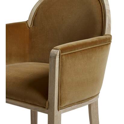 OKA | Wilbur Velvet Dining Chair - Dark Weathered Oak/Caramel | Luxury Dining Chairs & Sets