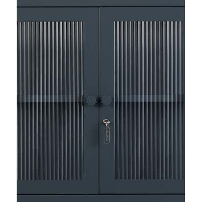 Mustard Made | The Kit - Wall-Mounted Glass Cabinet in Slate Grey | Vintage Medicine Cabinet