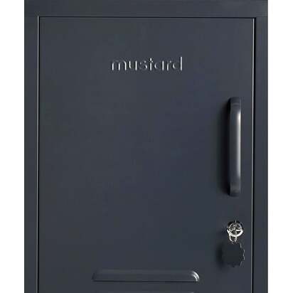 Mustard Made | The Shorty - Storage Locker in Slate Grey to the Left | Metal Bedside Table