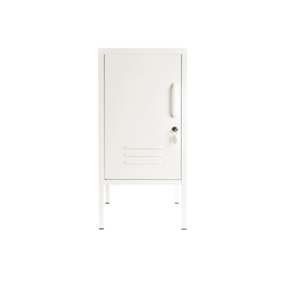 Mustard Made | The Shorty - Storage Locker in Chalk White to the Left | Metal Bedside Table