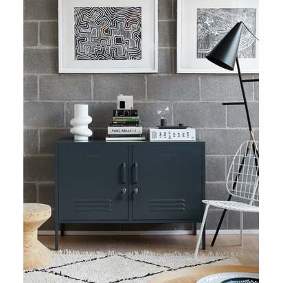 Mustard Made | The Lowdown - Storage Locker in Slate Grey | Metal TV Unit
