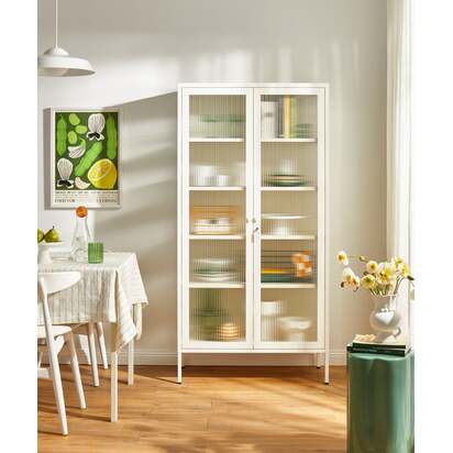 Mustard Made | The Collector - Display Cabinet in  Chalk White | Large Glass Cabinet