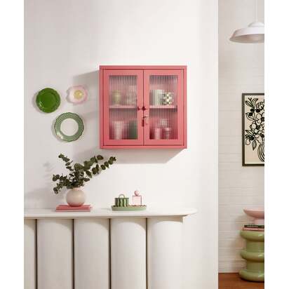 Mustard Made | The Kit - Wall-Mounted Glass Cabinet in Berry Pink | Vintage Medicine Cabinet