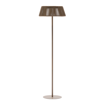 Aldet outdoor solar floor lamp in beige mottled rope cord with beige metal stand Ã˜46cm