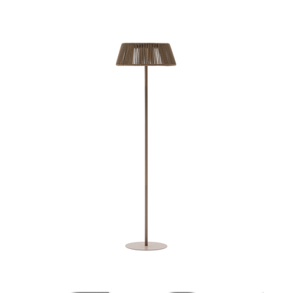 Aldet outdoor solar floor lamp in beige mottled rope cord with beige metal stand Ã˜46cm