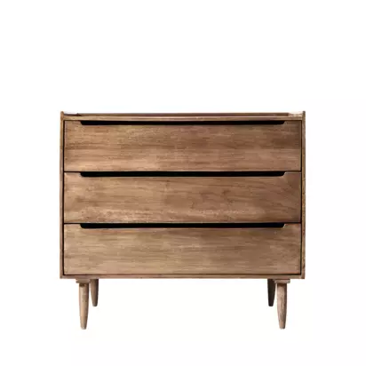Swoon Southwark 3 Drawer Chest, Natural Light Wood | H73 x W80 x D42cm