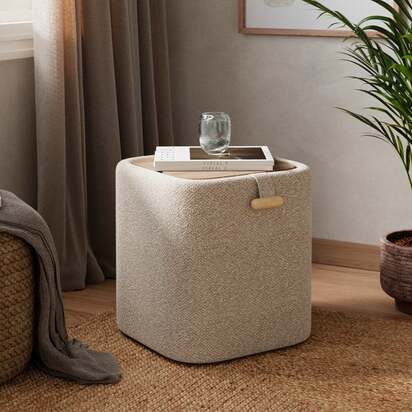 Pebble Boucle Tray Table Storage Footstool