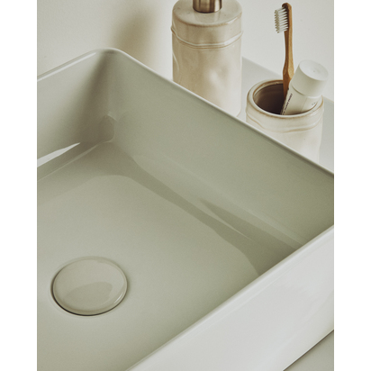 Ovara countertop basin in white glazed ceramic 36.5 x 36.5 cm