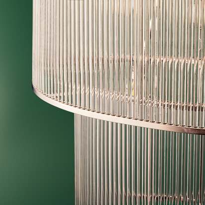 Loki two tiered chandelier in nickel with glass rods