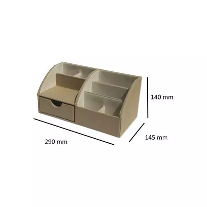 Osco Faux Leather Desk Organiser, Light Taupe Light Taupe | 14.5 x 14 x 29 cm