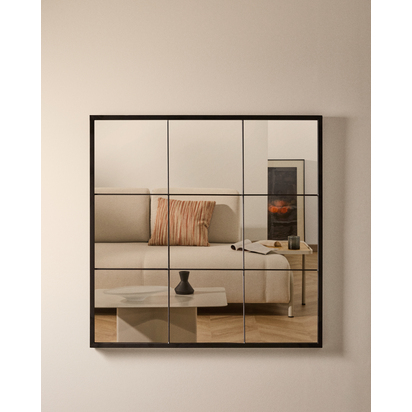 Ulrica black metal wall mirror 80 x 80 cm