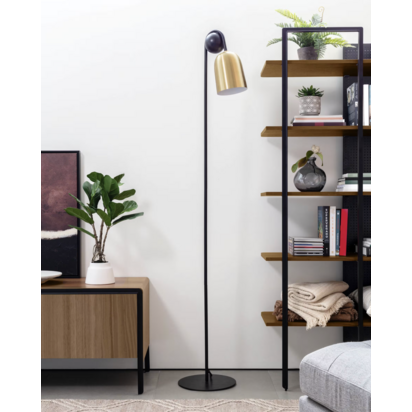 Natsumi metal and wood floor lamp UK adapter