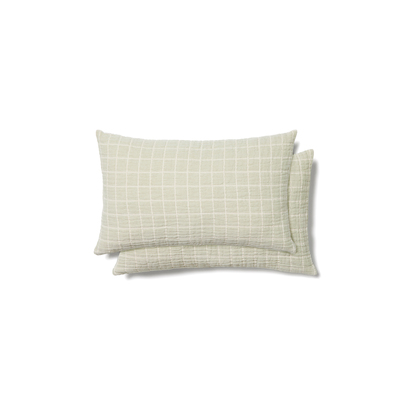 Tivaro set of 2 100% cotton jacquard cushion covers in a light green checkered design 30 x