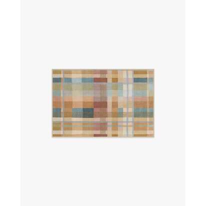 Margot Plaid Ochre Multicolour Flatwoven Rug - 60 x 90 cm - Rug + Pad System