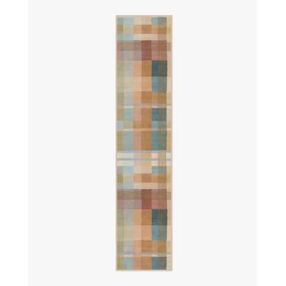 Margot Plaid Ochre Multicolour Flatwoven Rug - 75 x 365 cm - Rug + Pad System