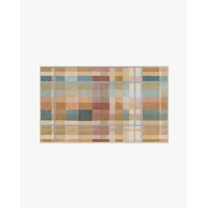 Margot Plaid Ochre Multicolour Flatwoven Rug - 90 x 150 cm - Rug + Pad System