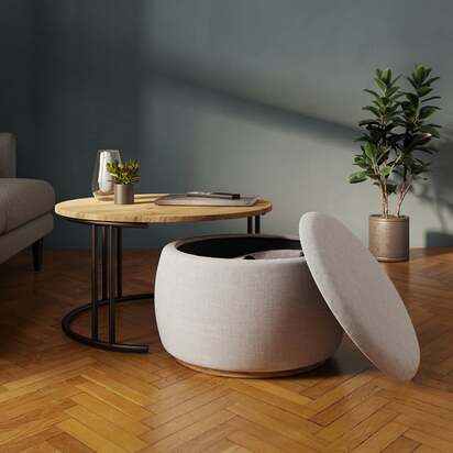 Bryant Upholstered Pouffe Coffee Table Nest