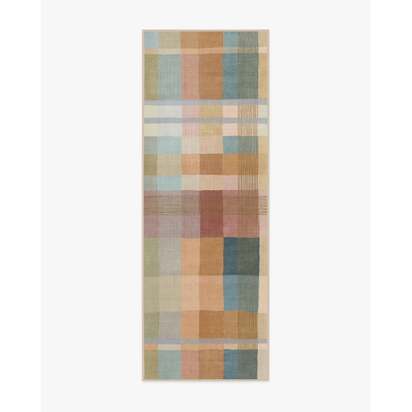 Margot Plaid Ochre Multicolour Flatwoven Rug - 75 x 215 cm - Rug + Cushioned Pad System