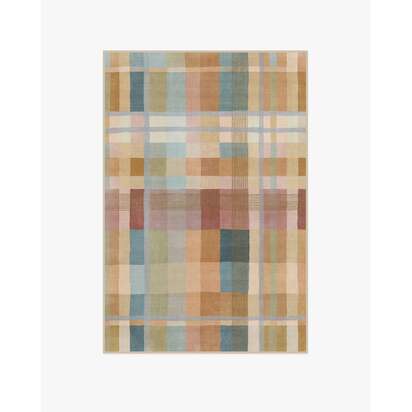 Margot Plaid Ochre Multicolour Flatwoven Rug - 120 x 185 cm - Rug + Cushioned Pad System
