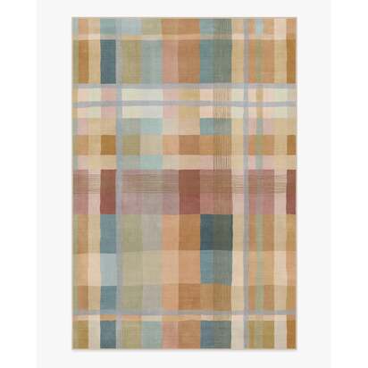 Margot Plaid Ochre Multicolour Flatwoven Rug - 185 x 275 cm - Rug + Cushioned Pad System