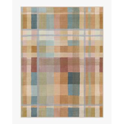 Margot Plaid Ochre Multicolour Flatwoven Rug - 275 x 365 cm - Rug + Cushioned Pad System