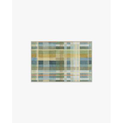 Margot Plaid Blue Flatwoven Rug - 60 x 90 cm - Rug + Pad System
