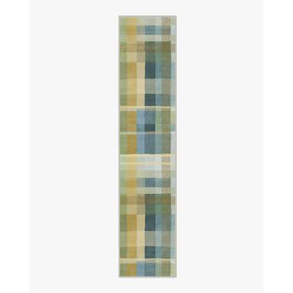 Margot Plaid Blue Flatwoven Rug - 75 x 365 cm - Rug + Pad System