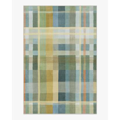 Margot Plaid Blue Flatwoven Rug - 200 x 290 cm - Rug + Pad System