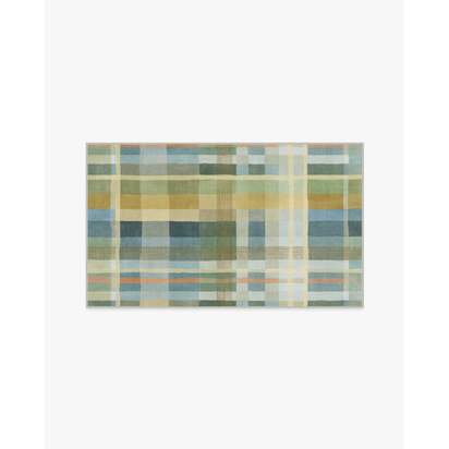 Margot Plaid Blue Flatwoven Rug - 90 x 150 cm - Rug + Cushioned Pad System