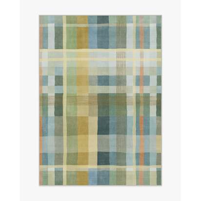 Margot Plaid Blue Flatwoven Rug - 150 x 215 cm - Rug + Cushioned Pad System