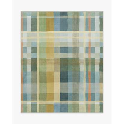 Margot Plaid Blue Flatwoven Rug - 245 x 305 cm - Rug + Cushioned Pad System
