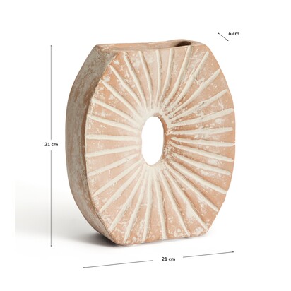 Valura vase in pink and beige papier-mÃ¢chÃ© 21 cm