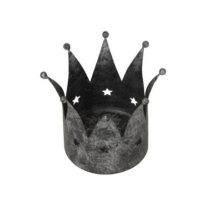 Antique Silver Crown Candle Holder
