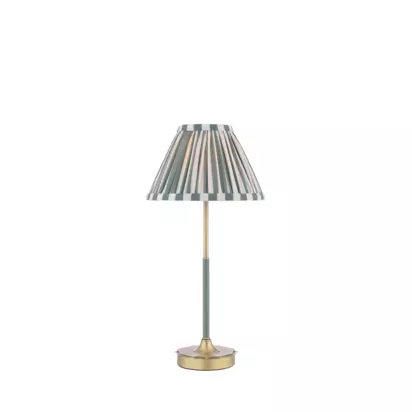 Laura Ashley Denwick Pleat Stripe Table Lamp, Olive Green Green Olive | H43 x W21 x D21cm
