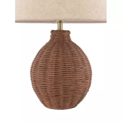 Laura Ashley Fernhill Small Rattan Table Lamp, Walnut Stain Brown Dark | H38 x W30 x D30cm