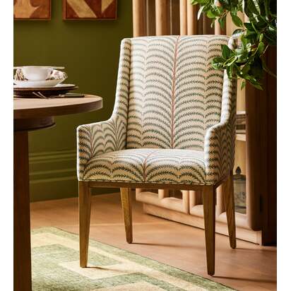 OKA | Beau Areca Upholstered Dining Chair - Seafoam | Luxury Dining Chairs & Sets