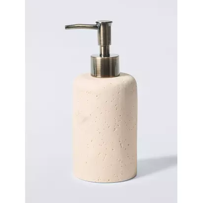 John Lewis Stone Effect Soap Dispenser, Natural | D7.5 x H18 x W7.5cm