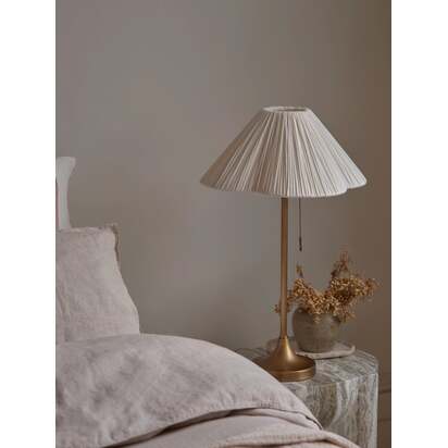 Lindi - aged brass and scalloped linen table lamp - Default Title