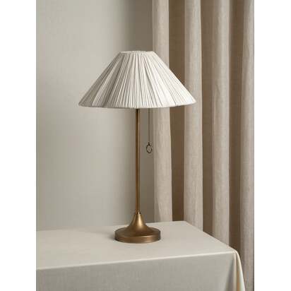 Lindi - aged brass and scalloped linen table lamp