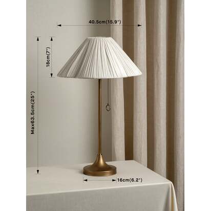 Lindi - aged brass and scalloped linen table lamp - Default Title