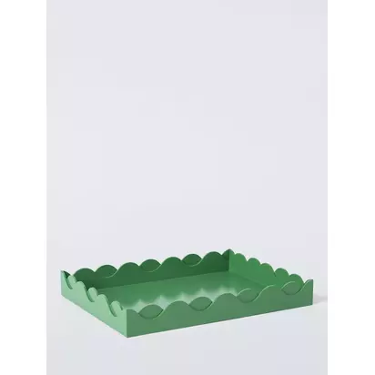 John Lewis Scalloped Bubble Lacquer Tray, Palm Green Green | 40*30*5cm