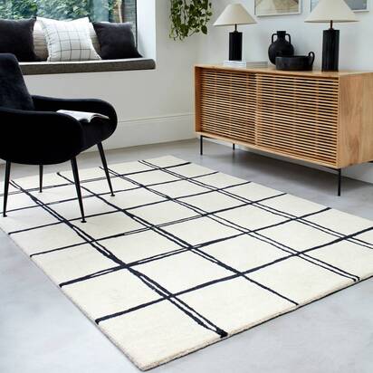 Richmond Rug 120x170cm Grid Monochrome