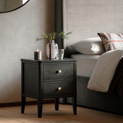 Kensworth 2 Drawer Bedside Black 450x400x550mm