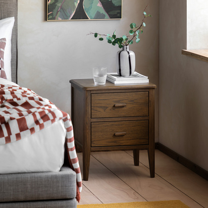 Ottershaw 2 Drawer Bedside Walnut 450x400x550mm