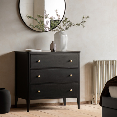 Kensworth 3 Drawer Chest Black 870x450x870mm