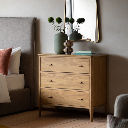 Ottershaw 3 Drawer Chest Natural 870x450x870mm