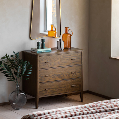 Ottershaw 3 Drawer Chest Walnut 870x450x870mm