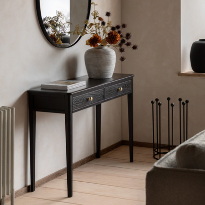 Kensworth 2 Drawer Console Black 1100x360x760mm