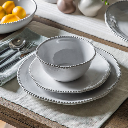 Organic Beaded Dinner Plate White (4pk) D280mm